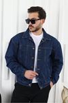 Oversize Kol Büzgülü Kot Ceket LACİVERT
