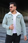 Erkek Trend Kışlık Içi Kürklü S.Yeşil Kot Ceket
