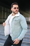 Erkek Trend Kışlık Içi Kürklü S.Yeşil Kot Ceket