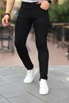 Erkek Jeans Slim Fit Likralı Denim Siyah Kot Pantolon