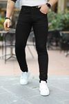 Erkek Jeans Slim Fit Likralı Denim Siyah Kot Pantolon