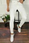 Erkek Jeans Slim Fit Likralı Denim Beyaz Kot Pantolon