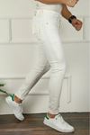 Erkek Jeans Slim Fit Likralı Denim Beyaz Kot Pantolon