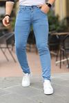 Erkek Jeans Slim Fit Likralı Denim Buz Mavi Kot Pantolon