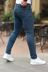 Erkek Jeans Slim Fit Likralı Denim Mavi Kot Pantolon