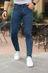 Erkek Jeans Slim Fit Likralı Denim Mavi Kot Pantolon