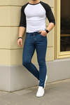 Erkek Jeans Slim Fit Likralı Denim Mavi Kot Pantolon