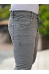 Erkek Jeans Slim Fit Likralı Denim Gri Kot Pantolon