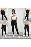 Kadın Skinny Yüksek Bel Bilek Boy Dar Paça Likralı Pantolon