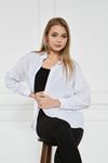Kadın Oversize Uzun Basic Beyaz Gömlek