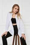 Kadın Oversize Uzun Basic Beyaz Gömlek