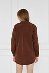 Kadın Oversize Uzun Basic Kahve Gömlek