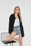 Kadın Oversize Uzun Basic Siyah Gömlek