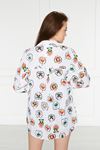 Kadın Oversize Renkli Desenli Uzun Basic Gömlek