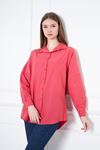 Kadın Oversize Uzun Basic Nar Gömlek
