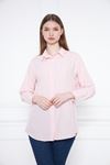 Kadın Oversize Uzun Basic Pudra Gömlek