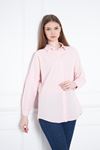 Kadın Oversize Uzun Basic Pudra Gömlek