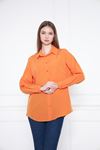 Kadın Oversize Uzun Basic Turuncu Gömlek