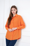 Kadın Oversize Uzun Basic Turuncu Gömlek