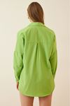 Kadın Oversize Uzun Kollu Basic Yazlık A.Yeşil Gömlek