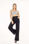 Kadın Füme Beli Lastikli Yüksek Bel Palazzo Jeans
