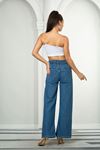 Kadın A.mavi Beli Lastikli Yüksek Bel Palazzo Jeans