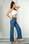 Kadın A.mavi Beli Lastikli Yüksek Bel Palazzo Jeans