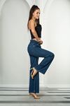 Kadın Mavi Beli Lastikli Yüksek Bel Palazzo Jeans