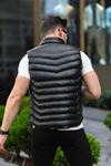 Erkek Kolsuz Fermuarlı Cepli Basic Siyah Şişme Yelek