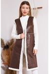 Kadın Içi Suni Kürklü Suni Deri Yelek
