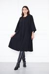 Kadın Trend Oversize Uzun Kol Şık Siyah Kaşe Panço