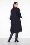 Kadın Trend Oversize Uzun Kol Şık Siyah Kaşe Panço