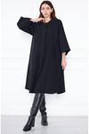 Kadın Trend Oversize Uzun Kol Şık Siyah Kaşe Panço