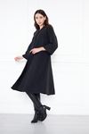 Kadın Trend Oversize Uzun Kol Şık Siyah Kaşe Panço