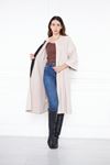 Kadın Trend Oversize Uzun Kol Şık Gri Kaşe Panço