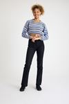 Kadın Trend Delikli Günlük Mavi Crop Kazak