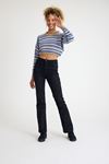 Kadın Trend Delikli Günlük Mavi Crop Kazak
