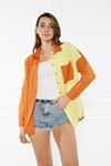 Kadın Blok Renkli Oversize Çift Renk Poplin Gömlek