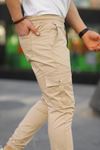 Erkek Slim Fit Beli ve Paçası Lastikli Kargo Cep Pantolon