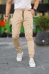 Erkek Slim Fit Beli ve Paçası Lastikli Kargo Cep Pantolon