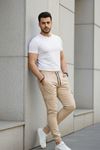 Erkek Slim Fit Beli ve Paçası Lastikli Kargo Cep Pantolon
