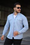 Erkek Slim Fit Çift Cepli Kot Gömlek