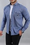 Erkek Slim Fit Çift Cepli Kot Gömlek