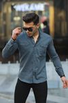 Erkek Slim Fit Çift Cepli Kot Gömlek