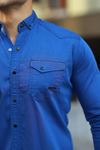 Erkek Slim Fit Çift Cepli Kot Gömlek