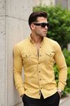 Erkek Slim Fit Çizgili Kot Gömlek
