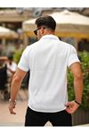 Erkek Yazlık Likralı Slim Fit Gömlek Yaka Kısa Kollu Gömlek