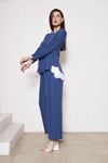 Kadın Tunik Bol Paça Pantolon Lacivert Ikili Takım