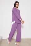 Kadın Tunik Bol Paça Pantolon Mor Ikili Takım