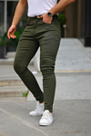 Erkek Jeans Slim Fit Likralı Denim Haki Kot Pantolon